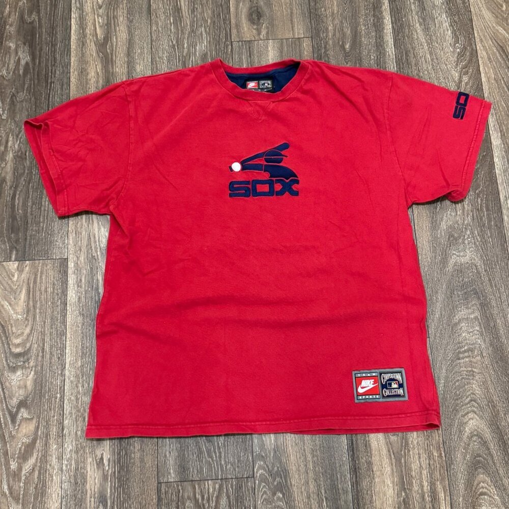 VTG Nike Shirt Men's XL Red Chicago White Sox Cooperstown Collection MLB Y2K 00s